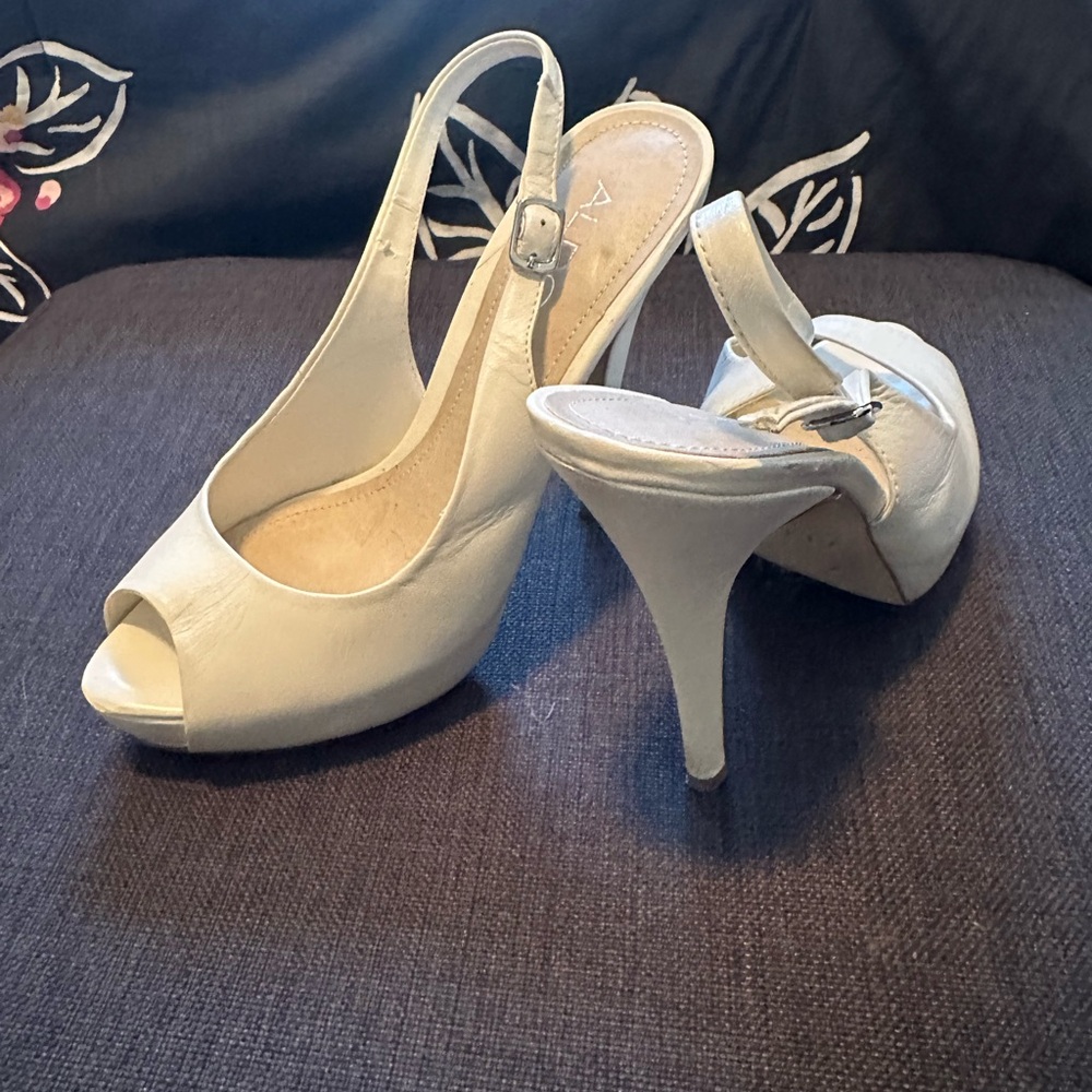Elegant Off White Slingback Heels
